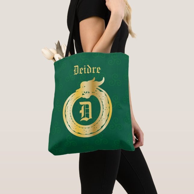 Tote Bag Monogramme Personnalisé Style Celtique Ouroboros d (De près)
