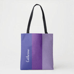 Tote Bag monogramme personnalisé, triple ton violet