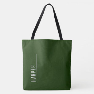 Tote Bag monogramme personnalisé, vert forêt XL