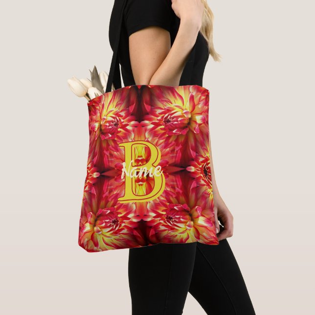 Tote Bag Monogramme personnalisé Votre initiale Nom Fleur d (De près)