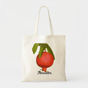 Tote Bag Monogramme Personnelle Chic Botanique Rouge grenad