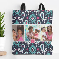 Monogramme photo de la famille Marine et Pink Ikat