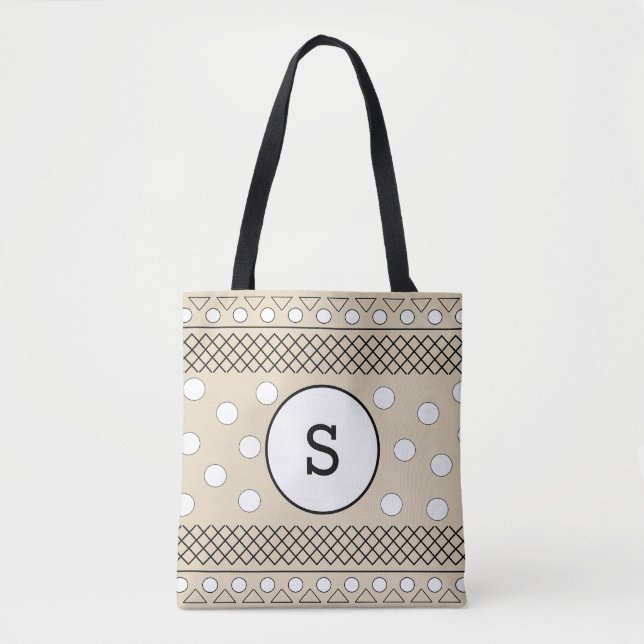 Tote Bag Monogramme Pois Motif (Devant)