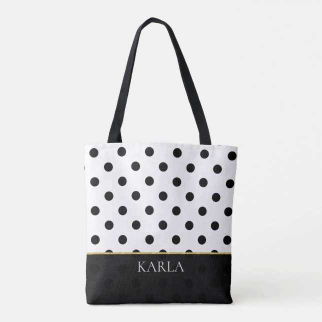 Tote Bag Monogramme Pois noir et blanc (Dos)