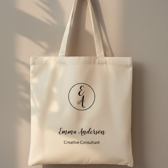 Tote Bag Monogramme Professionnel Moderne Minimaliste (Créateur téléchargé)