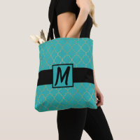 Monogramme Quatrefeuilles Turquoise et Or