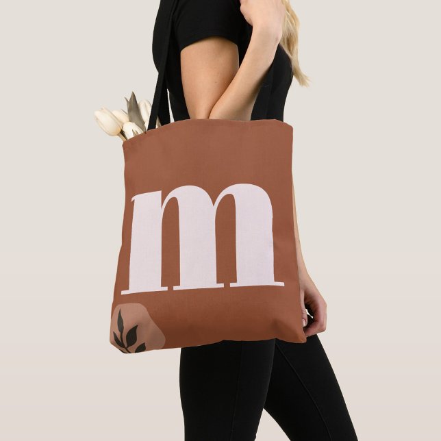 Tote Bag Monogramme rétro personnalisé avec Boho en terre c (Créateur téléchargé)