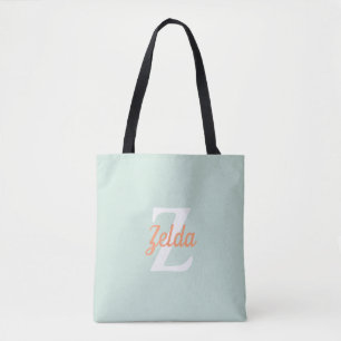 Tote Bag Monogramme Retro personnalisé Vert orange