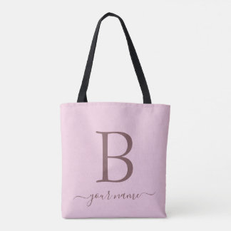 Tote Bag Monogramme Rose Élégant Simple, Minimaliste Modern