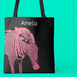 Tote Bag Monogramme rose et noir Zèbre