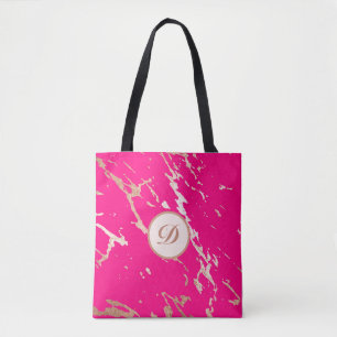 Tote Bag Monogramme rose et or chaud personnalisé