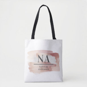 Tote Bag Monogramme rose girly rose moderne design