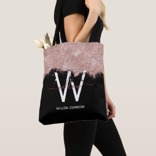 Tote Bag Monogramme rose Gold Rose Black Girl Parties scint