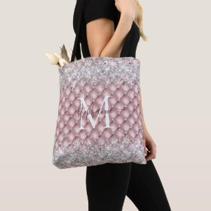 Tote Bag Monogramme Rose Gold Tufted Diamond Parties scinti