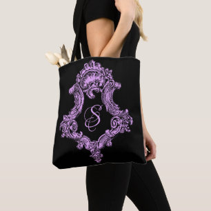 Tote Bag Monogramme Rose Gothique Romantique