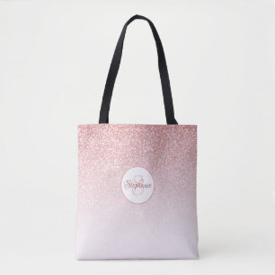 Tote Bag Monogramme rose Parties scintillant or
