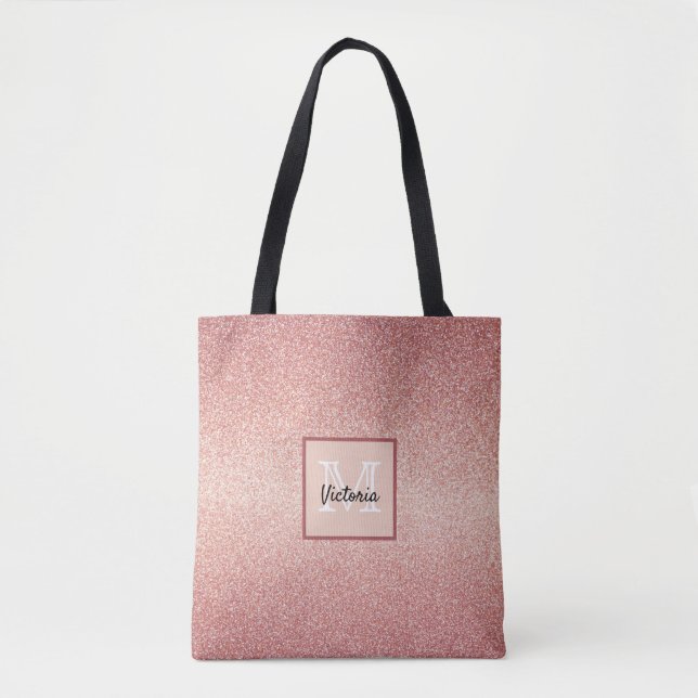 Tote Bag monogramme rose parties scintillant or (Devant)