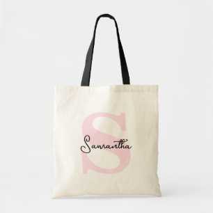 Tote Bag Monogramme Rose Personnalisé Élégant Moderne Initi
