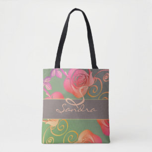 Tote Bag Monogramme Rose romantique