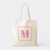 Tote Bag Monogramme rose simple minimaliste joli personnali (Dos)