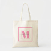 Tote Bag Monogramme rose simple minimaliste joli personnali (Devant)