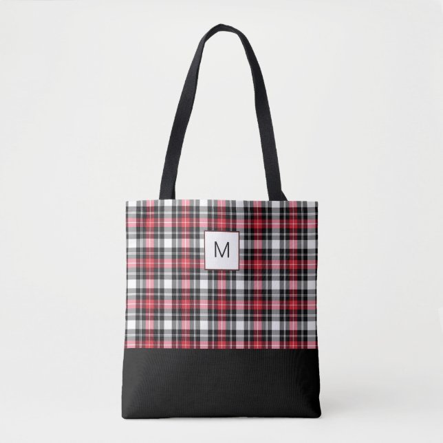 Tote Bag Monogramme rouge blanc noir (Devant)