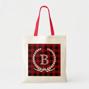 Tote Bag Monogramme rouge de guingan de contrôle de Buffal