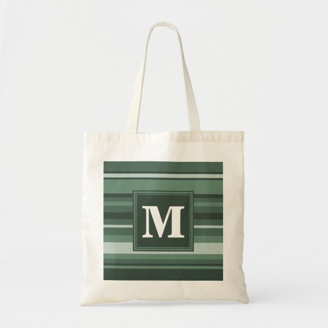 Tote Bag Monogramme sauge bandes vertes (Devant)