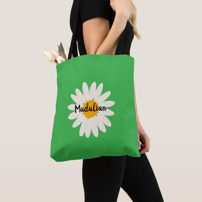Tote Bag Monogramme si mignon tournesol Vert été (De près)