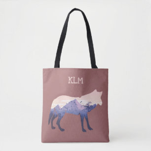 Tote Bag Monogramme silhouette du loup sauvage