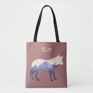 Tote Bag Monogramme silhouette du loup sauvage