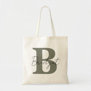 Tote Bag Monogramme simple et nom Calligraphie moderne