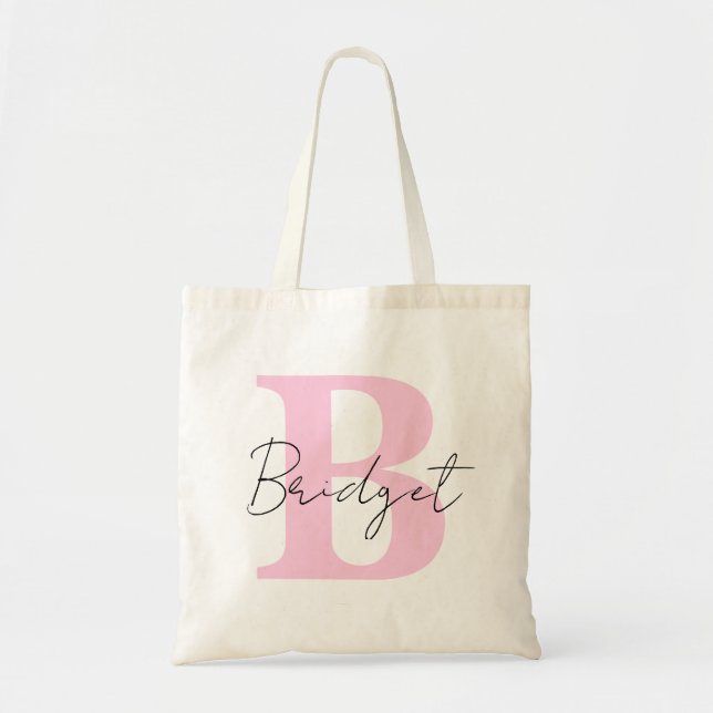 Tote Bag Monogramme simple et nom Calligraphie moderne (Devant)