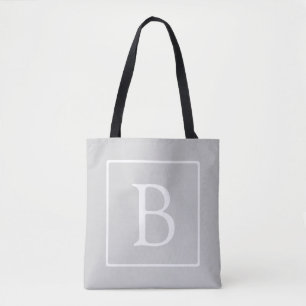 Tote Bag Monogramme simple gris clair