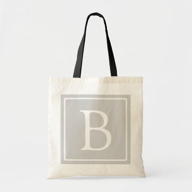 Tote Bag Monogramme simple gris clair (Devant)