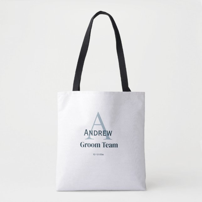 Tote Bag monogramme simple personnalisé équipe du marié gar (Devant)