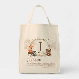 Tote Bag Monogramme sur mesure des animaux de bois