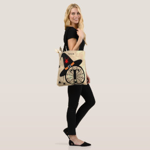 Tote Bag Monogramme T Araignées à sorcières nuageuses Nom T