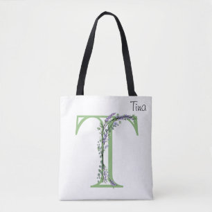 Tote Bag Monogramme T Lavande Eucalyptus