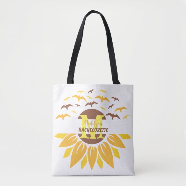 Tote Bag Monogramme tournesol domestique personnalisée (Devant)