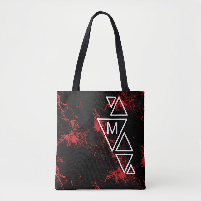 Tote Bag Monogramme TS en marbre rouge (Devant)
