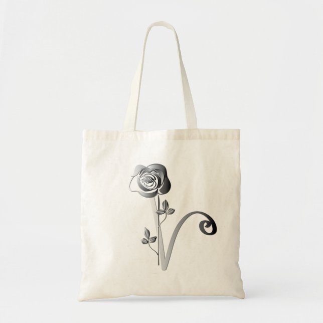 Tote Bag Monogramme V manuscrit avec Rose (Devant)