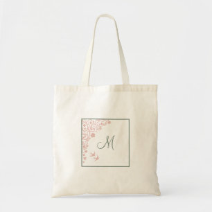 Tote Bag Monogramme vert de l'échelle florale de Bridesmaid