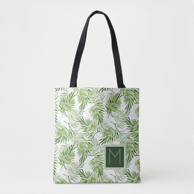 Tote Bag Monogramme vert des palmettes | (Devant)