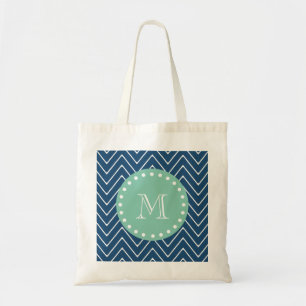Tote Bag Monogramme vert en bon état du motif   de Chevron