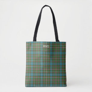 Tote Bag Monogramme vert Tartan Clan Dowling
