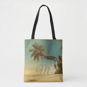 Tote Bag Monogramme Vintage Élégant de palme tropicale