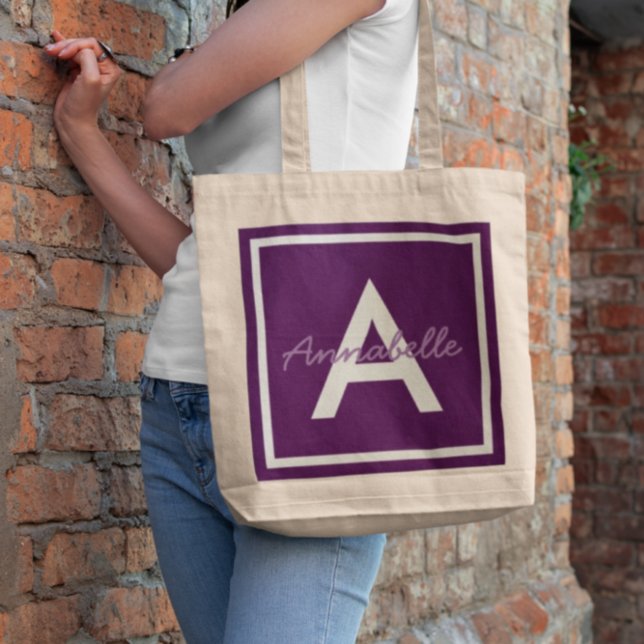 Tote Bag Monogramme violet personnalisé (Créateur téléchargé)