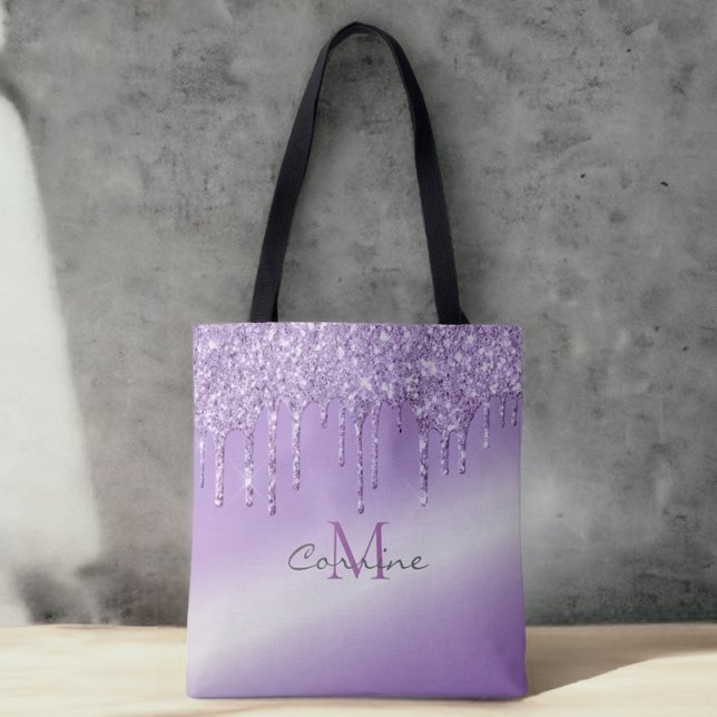 Tote Bag Monogramme Violet violet Parties scintillant de sé (Créateur téléchargé)