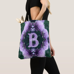 Tote Bag Monogramme Votre Nom Initial Allium Personnalisé